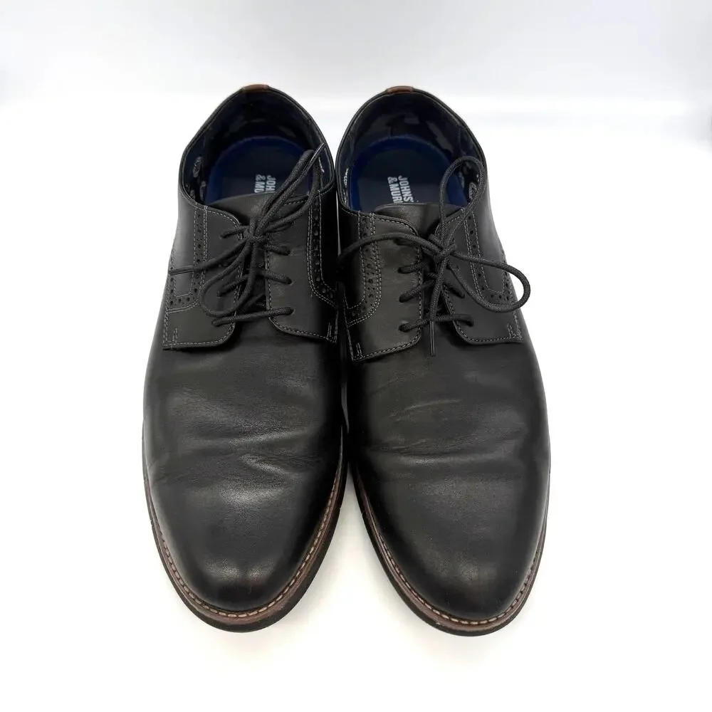 Johnston & Murphy Men's Holden Plain Toe Shoes Black Full-Grain Leather Size 13